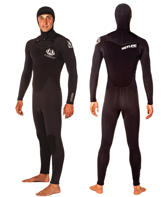 Hotline Wetsuits Mens Reflex 2.0 5/4 mm Full Suit Hooded Black