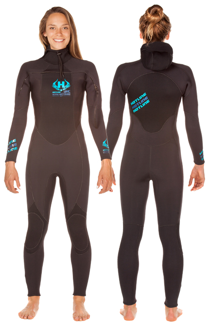 Womens UHC 5/4mm Hooded Wetsuit Ultra Hot Combo - Black