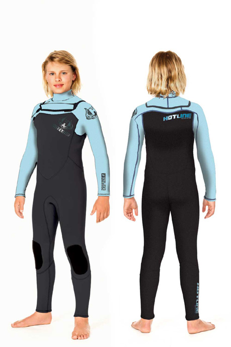 Junior Reflex Chest Zip 4/3mm Wetsuit Glacier/Black