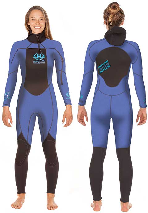 Womens UHC 5/4mm Hooded Wetsuit Ultra Hot Combo - Royal Blue