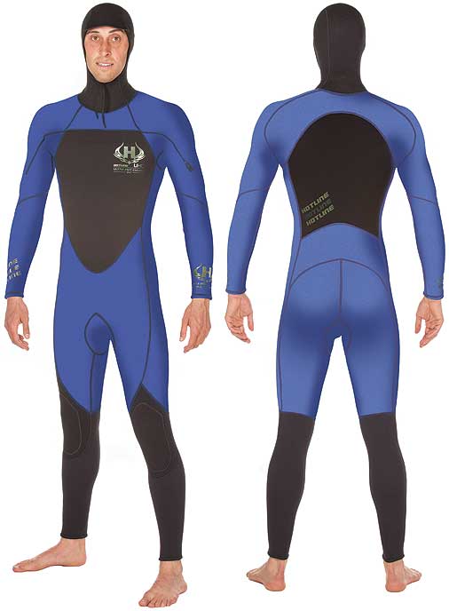 Mens UHC 5/4mm Hooded Wetsuit Ultra Hot Combo - Royal Blue