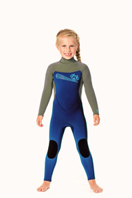 Toddler 5/3m Back Zip Wetsuit with Ankle Zippers -  Olive/Royal