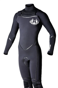 Hotline 4/3mm full wetsuit with chest zip and back zip options for cold water surfing