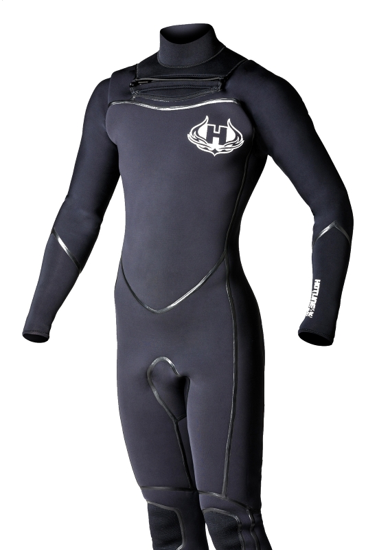 Hotline 4/3mm full wetsuit with chest zip and back zip options for cold water surfing