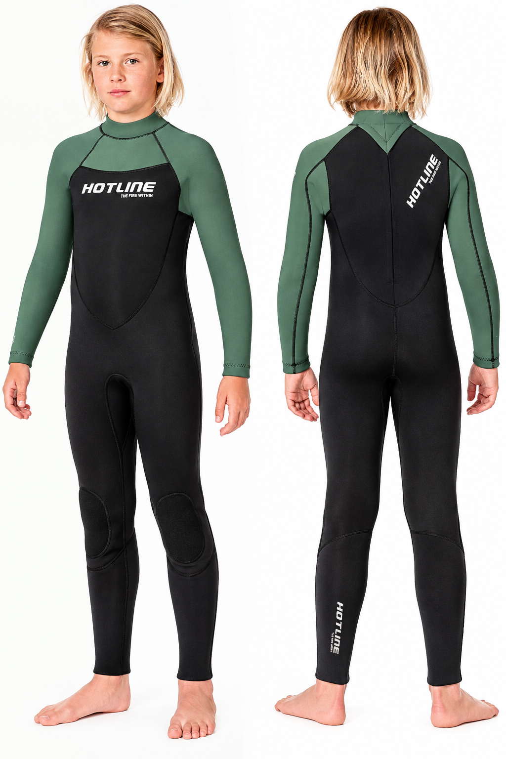 Junior Phoenix Back Zip 5/3mm Wetsuit - Green